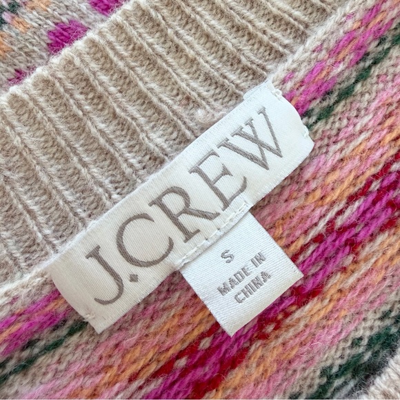 J. Crew Puff Sleeve Fair Isle Cherry Crewneck Sweater Size Small - Picture 9 of 11